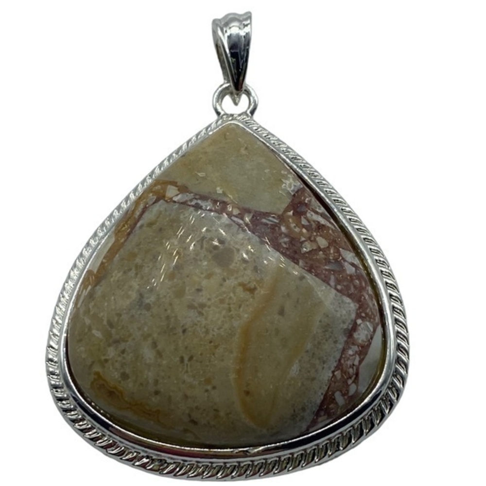 Mexican Jasper Gemstone Sterling Silver 925 Pendant 2.25in